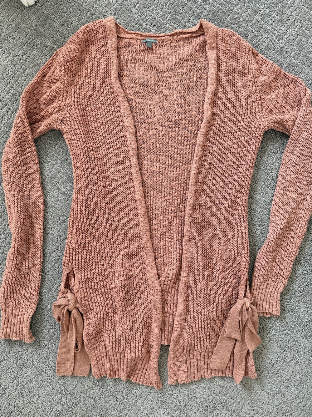Charlotte Russe Dusty Rose Open-Front Knit Cardigan with Side Bows